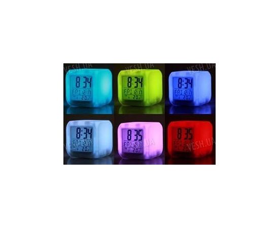 Настольные декоративные электронные часы с 7-ми цветной переливающейся подсветкой, фото 2