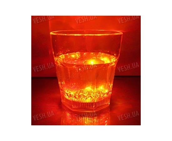Светодиодный стеклянный стакан с автоматически переливающейся 4-х цветной LED подсветкой, фото 3