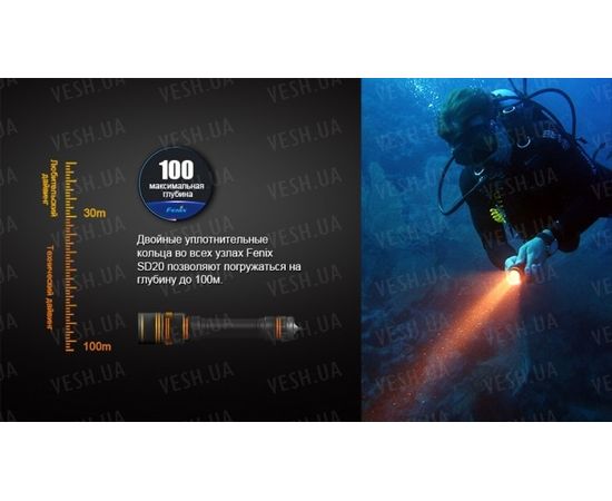 Подводный фонарь Fenix SD20 Cree XM-L2 U2 : -SD серия, фото 8
