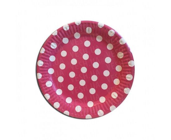 Товар распродан - Бумажные тарелки диам.18 см Горошек красный уп. 10 шт - Одноразовая посуда, фото 1