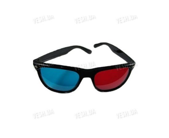 Красно - синие анаглифные классические 3D стерео очки в пластиковой оправе (модель 3DB), фото 1