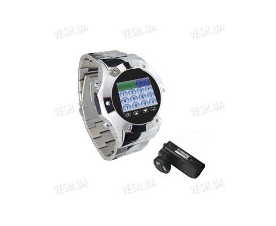 Металлические GSM часы - мобильный телефон с 1.5 дюймовым сенсорным дисплеем, bluetooth, 1.3 Mega Pixels камерой и MP3/MP4 плеером (модель MQ888A), фото 1