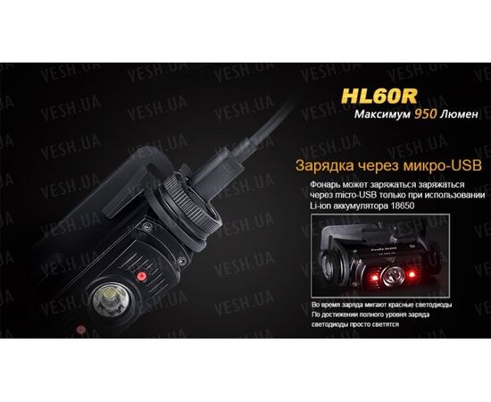 Фонарь Fenix HL60R Cree XM-L2 T6 Neutral White LED : -HL серия, фото 19