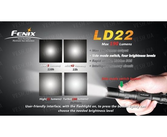 Фонарь Fenix LD22 Cree XP-G R5 : -LD серия, фото 8 Фонарь Fenix LD22 Cree XP-G R5 : -LD серия, фото 8