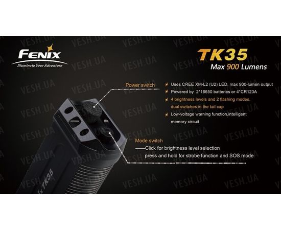 Фонарь Fenix TK35 Cree XM-L2 (U2) LED : -TK серия, фото 9 Фонарь Fenix TK35 Cree XM-L2 (U2) LED : -TK серия, фото 9