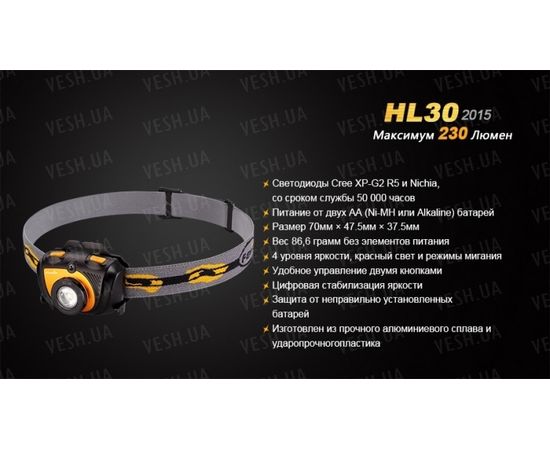 Налобный фонарь Fenix HL30 (2015) Cree XP-G2 R5 : -HL серия, фото 16