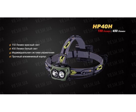 Налобный фонарь Fenix HP40H Cree XP-G2 (R5) : -HP серия, фото 5 Налобный фонарь Fenix HP40H Cree XP-G2 (R5) : -HP серия, фото 5