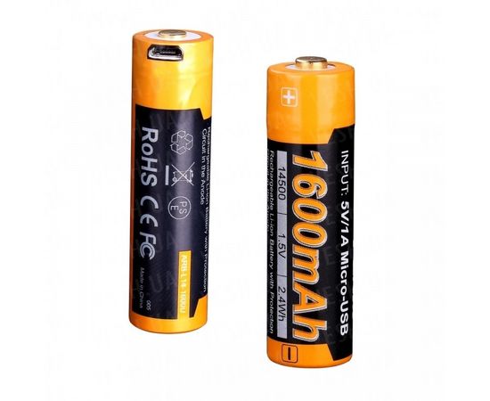 Аккумулятор 14500 Fenix ARB-L14-1600U (1600 mAh) : -Элементы питания и ЗУ, фото 2