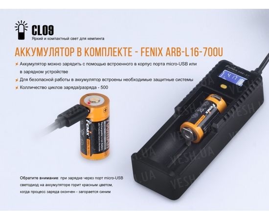 Фонарь Fenix CL09 (черный, серый) : -CL серия, фото 11