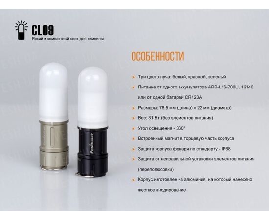 Фонарь Fenix CL09 (черный, серый) : -CL серия, фото 17