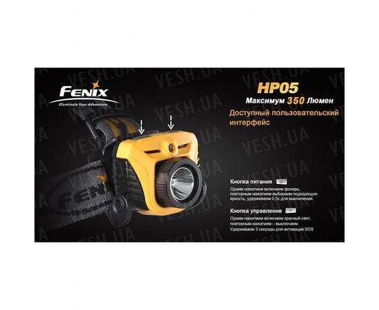 Фонарь Fenix HP05 XP-G (R5), желтый : -HP серия, фото 4
