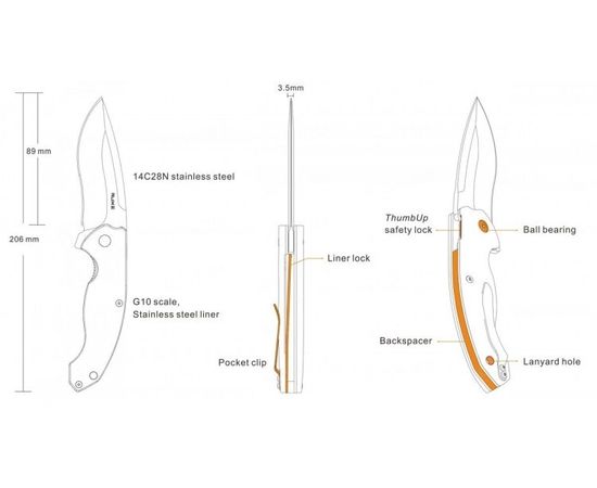 Нож Ruike P852-B : -Ножи Ruike, фото 2
