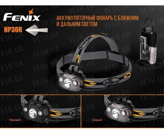 Налобный фонарь Fenix HP30R Cree XM-L2, XP-G2 (R5) (серый, черный) : -HP серия, фото 10