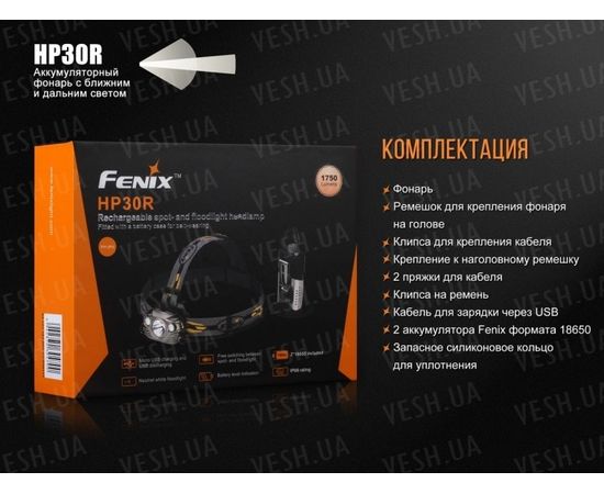 Налобный фонарь Fenix HP30R Cree XM-L2, XP-G2 (R5) (серый, черный) : -HP серия, фото 25