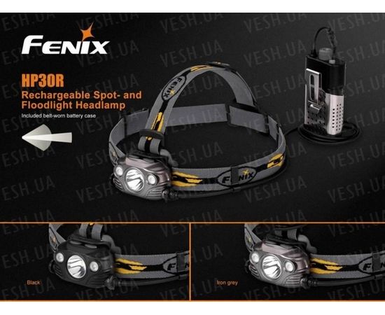 Налобный фонарь Fenix HP30R Cree XM-L2, XP-G2 (R5) (серый, черный) : -HP серия, фото 6