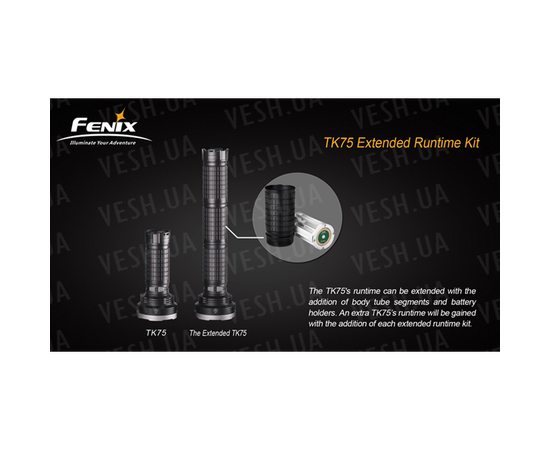 Секция корпуса с батарейной кассетой для фонарей Fenix ТК61, ТК75 и ТК76 : -Аксессуары Fenix, фото 2