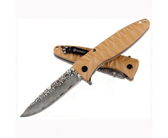 Нож Ganzo G620, зеленый клинок с травлением : -Ножи Ganzo, фото 5