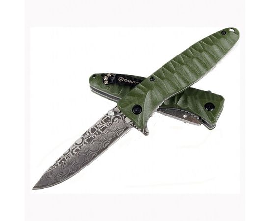 Нож Ganzo G620, зеленый клинок с травлением : -Ножи Ganzo, фото 6