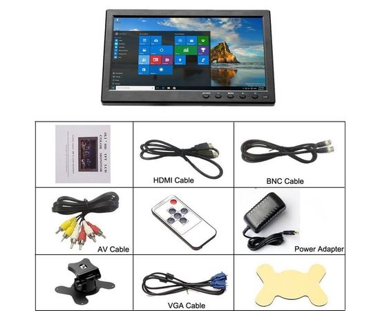 Автомобильный монитор в машину 10 дюймов для камеры заднего вида Podofo K101, 1024х600, AV, HDMI, VGA, фото 6