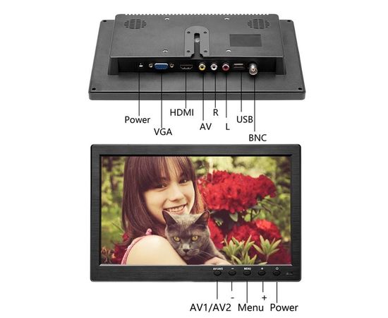 Автомобильный монитор в машину 10 дюймов для камеры заднего вида Podofo K101, 1024х600, AV, HDMI, VGA, фото 5