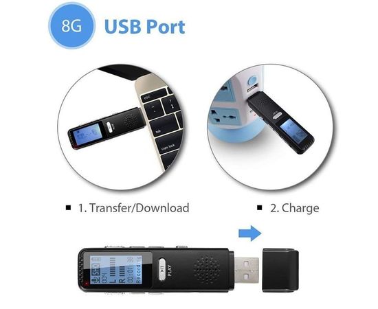 Флешка диктофон с голосовой активацией записи Vandlion V25 LCD, 8 Гб, черный, фото 6