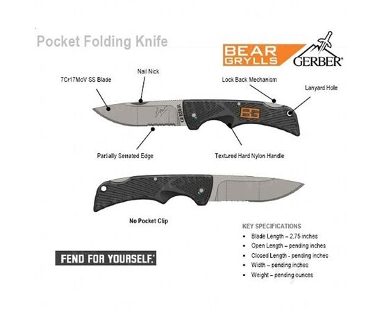 Нож Gerber Bear Grylls Compact Scout 31-000760 : -GERBER - BEAR GRYLLS, фото 5