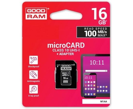 Карта памяти Goodram microSDHC 16GB UHS-I class 10 + adapter, фото 4 Карта памяти Goodram microSDHC 16GB UHS-I class 10 + adapter, фото 4