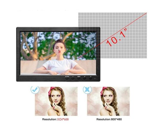 Автомобильный монитор в машину 10 дюймов для камеры заднего вида Podofo K101, 1024х600, AV, HDMI, VGA, фото 4