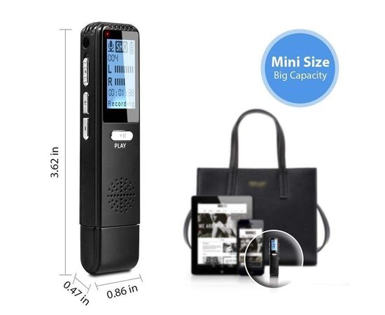 Флешка диктофон с голосовой активацией записи Vandlion V25 LCD, 8 Гб, черный, фото 4