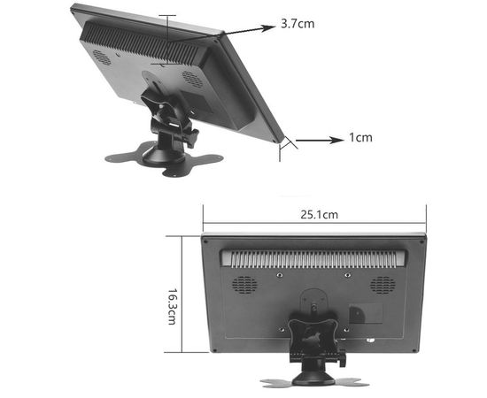 Автомобильный монитор в машину 10 дюймов для камеры заднего вида Podofo K101, 1024х600, AV, HDMI, VGA, фото 2