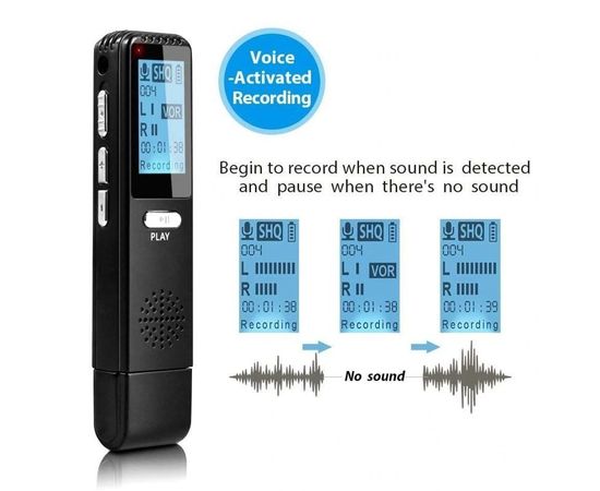 Флешка диктофон с голосовой активацией записи Vandlion V25 LCD, 8 Гб, черный, фото 2