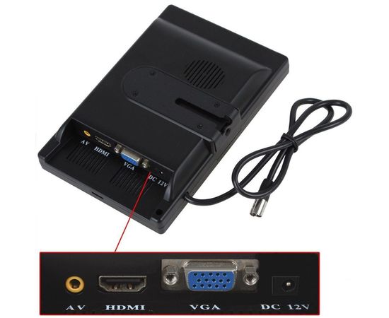 Автомобильный монитор 7 дюймов для камеры заднего вида Podofo K0106, 1024х600, AV, VGA, HDMI, фото 6