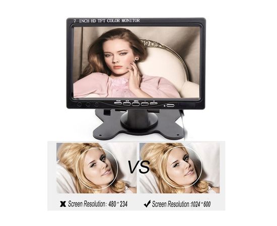 Автомобильный монитор 7 дюймов для камеры заднего вида Podofo K0106, 1024х600, AV, VGA, HDMI, фото 4
