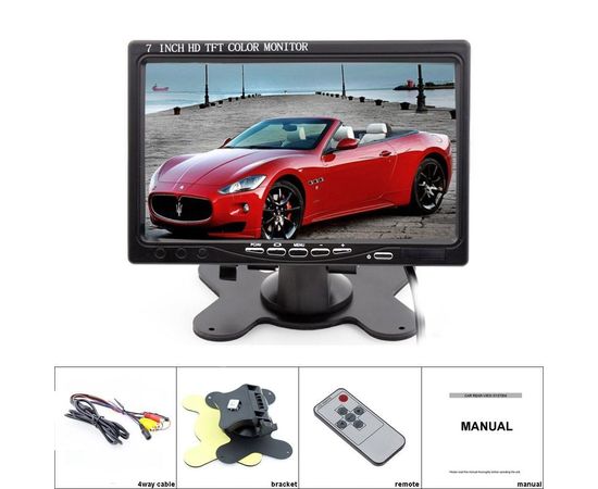 Автомобильный монитор 7 дюймов для камеры заднего вида Podofo K0106, 1024х600, AV, VGA, HDMI, фото 3