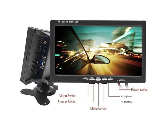 Автомобильный монитор 7 дюймов для камеры заднего вида Podofo K0106, 1024х600, AV, VGA, HDMI, фото 2