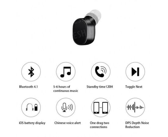 Беспроводная bluetooth гарнитура - наушник с USB зарядной станцией Heonyirry X12, черная, фото 4