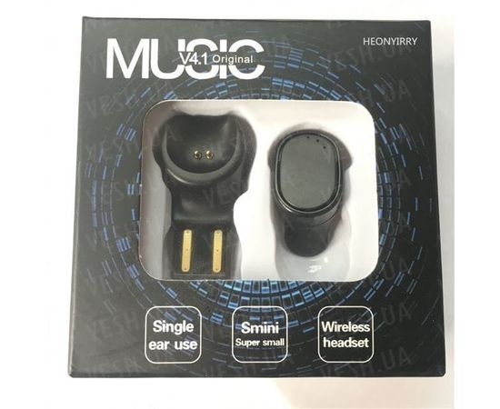 Беспроводная bluetooth гарнитура - наушник с USB зарядной станцией Heonyirry X12, черная, фото 6