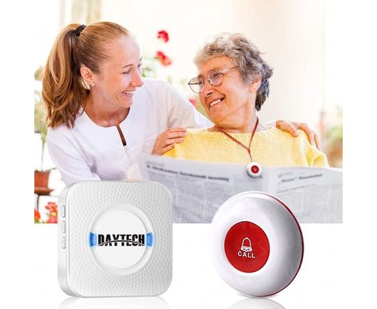 Беспроводная кнопка вызова медсестры для пожилых людей Daytech CC01 до 150 метров, белая, фото 3