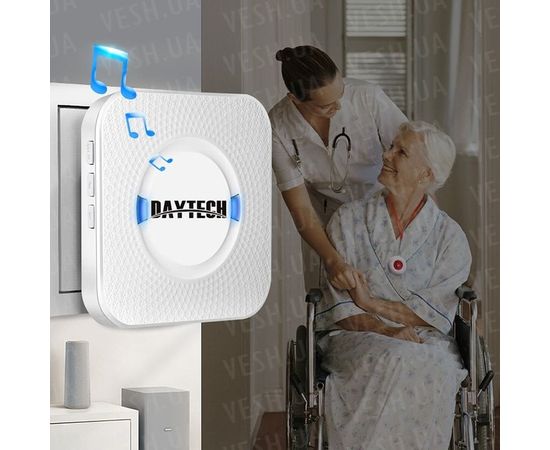 Беспроводная кнопка вызова медсестры для пожилых людей Daytech CC01 до 150 метров, белая, фото 5