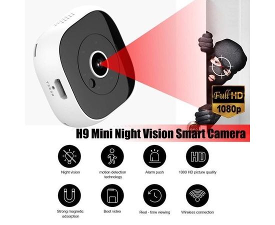 Мини камера - портативный видеорегистратор Kinco H9 Full HD 1080P, SD до 32 Гб, белая, фото 2