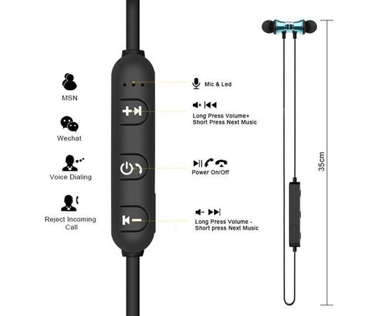 Беспроводные наушники для спорта bluetooth 4.1 Heonyirry C310 c микрофоном, черные, фото 3