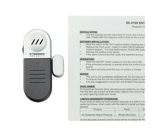 Датчик открытия с сиреной Doberman Security SE-0109, мини сигнализация на дверь или окно, фото 4