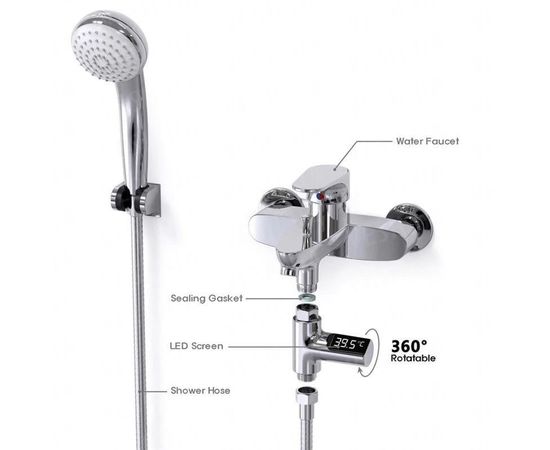 Датчик температуры воды - насадка на кран с LCD дисплеем ZEAST LW-101, фото 3