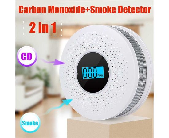 Комбинированный датчик угарного газа + датчик дыма с сиреной 2 в 1 JKD 512COM, фото 2