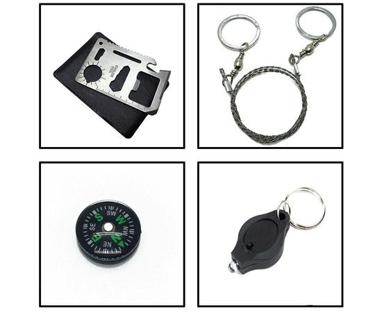 Минимальный набор выживания в лесу из 8 предметов в герметичном кейсе FervorFOX AK-8, коричневый, фото 5