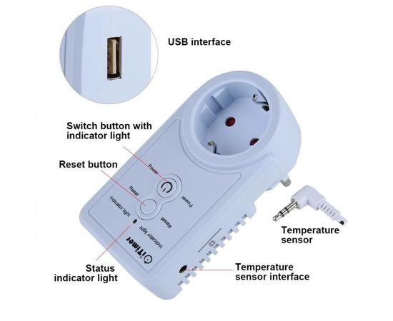 GSM розетка с датчиком температуры c дистанционным управлением через СМС iTimer, фото 2