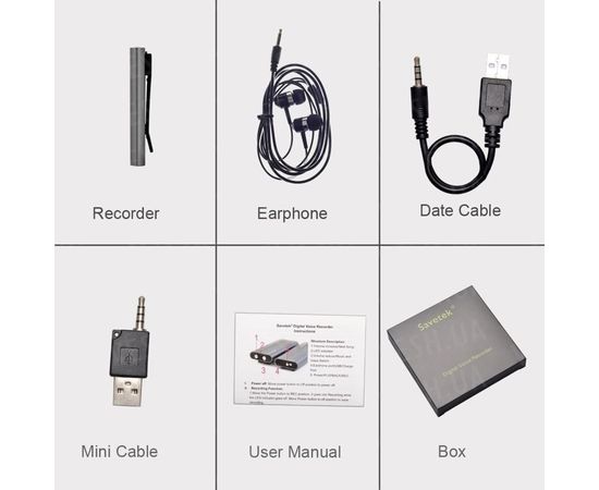 Мини диктофон с активацией голосом Savetek 600, 8 Гб, Mp3, VOX, 50 часов записи, фото 7