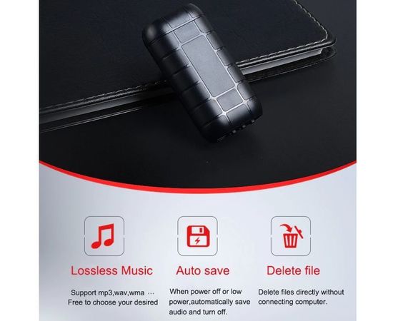 Мини диктофон цифровой на батарейках Yescool A50+, SD до 64 Gb, 20 дней записи, фото 6