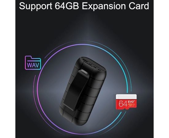 Мини диктофон цифровой на батарейках Yescool A50+, SD до 64 Gb, 20 дней записи, фото 3