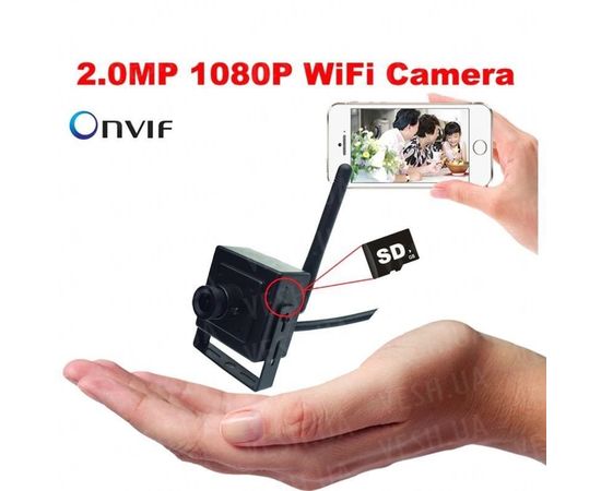 Мини камера wifi IP для Android &amp; Iphone смартфонов Heanworld HA-101W, Onvif, 2 Мп, P2P, FullHD 1080P, фото 3